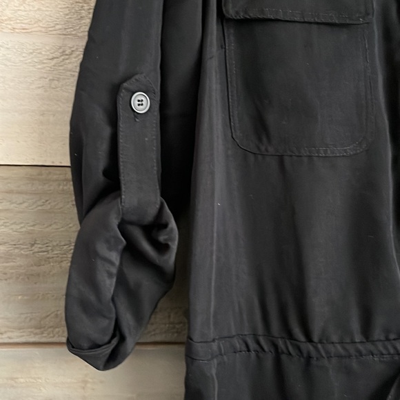 EUC Max Studio Shirt Dress Midi Length Rolled Tab Sleeves Rayon - Picture 5 of 13